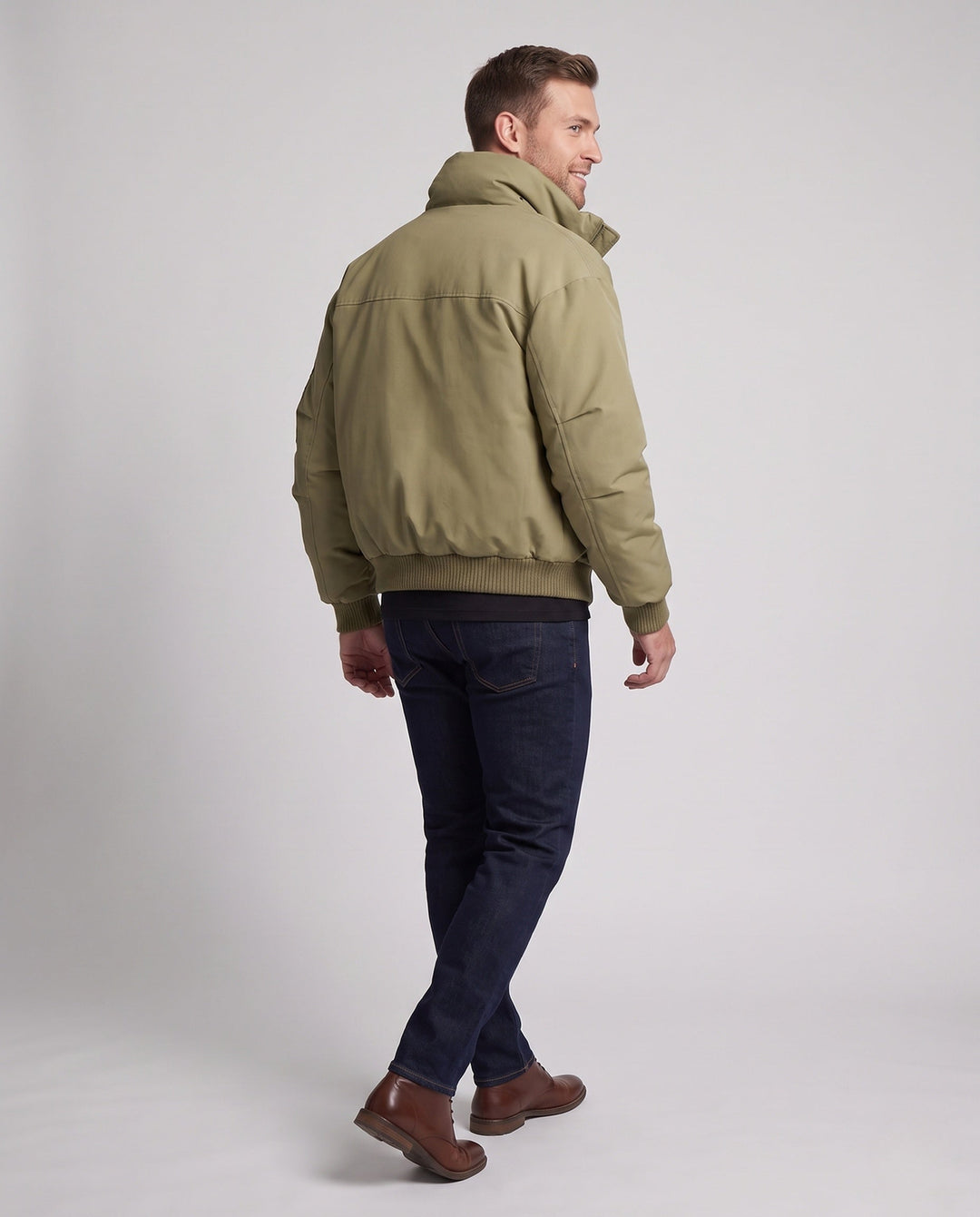 Men's fashionable transitional jacket with high collar and fleece lining Hudson & Parker