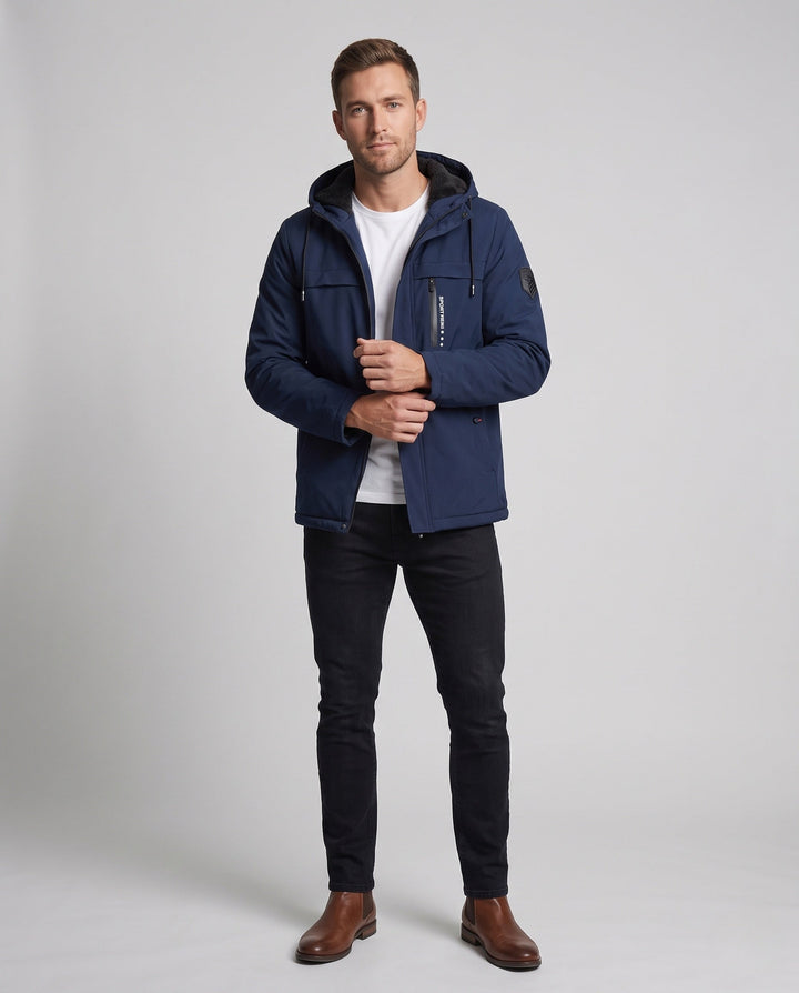 Men's multifunctional outdoor jacket with hood and fleece lining Hudson & Parker