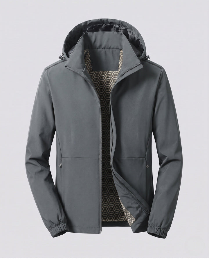 Men's Multifunctional Outdoor Jacket with Adjustable Hood Design Hudson & Parker