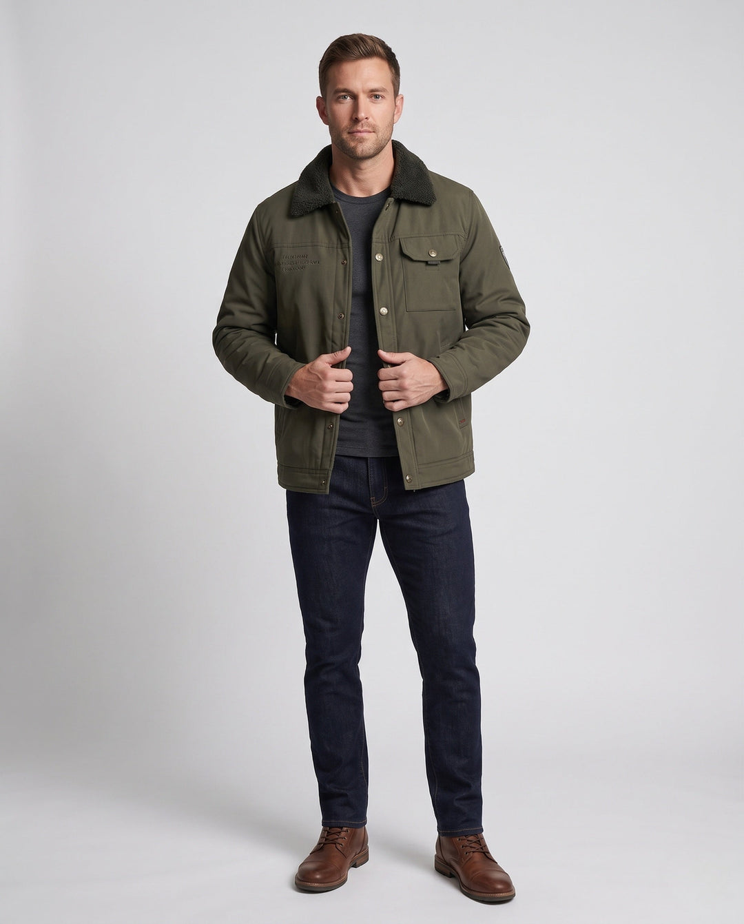 Men's Practical Utility Jacket with Fleece Collar Hudson & Parker