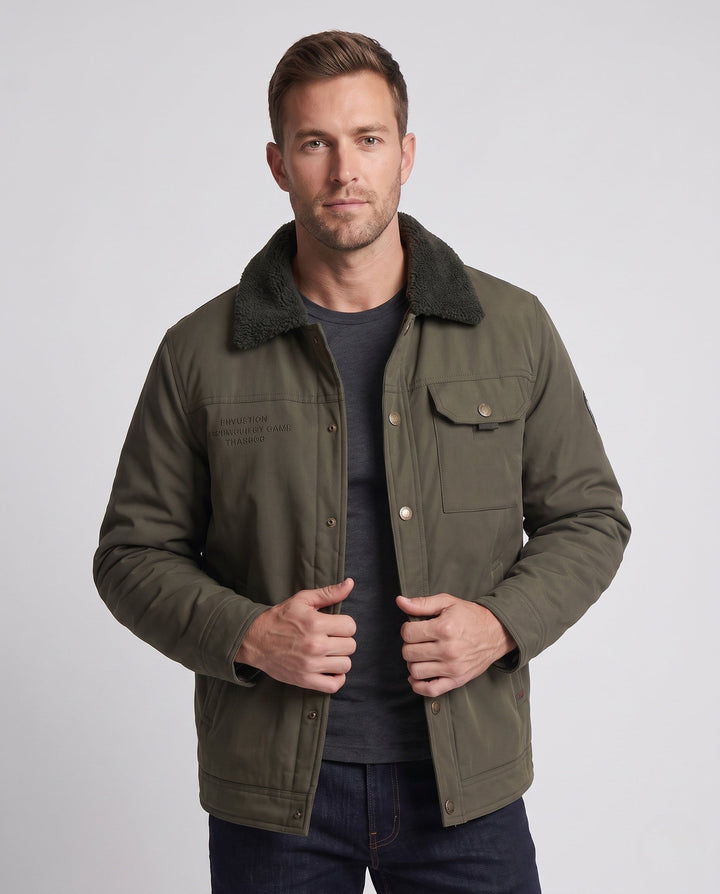 Men's Practical Utility Jacket with Fleece Collar Hudson & Parker
