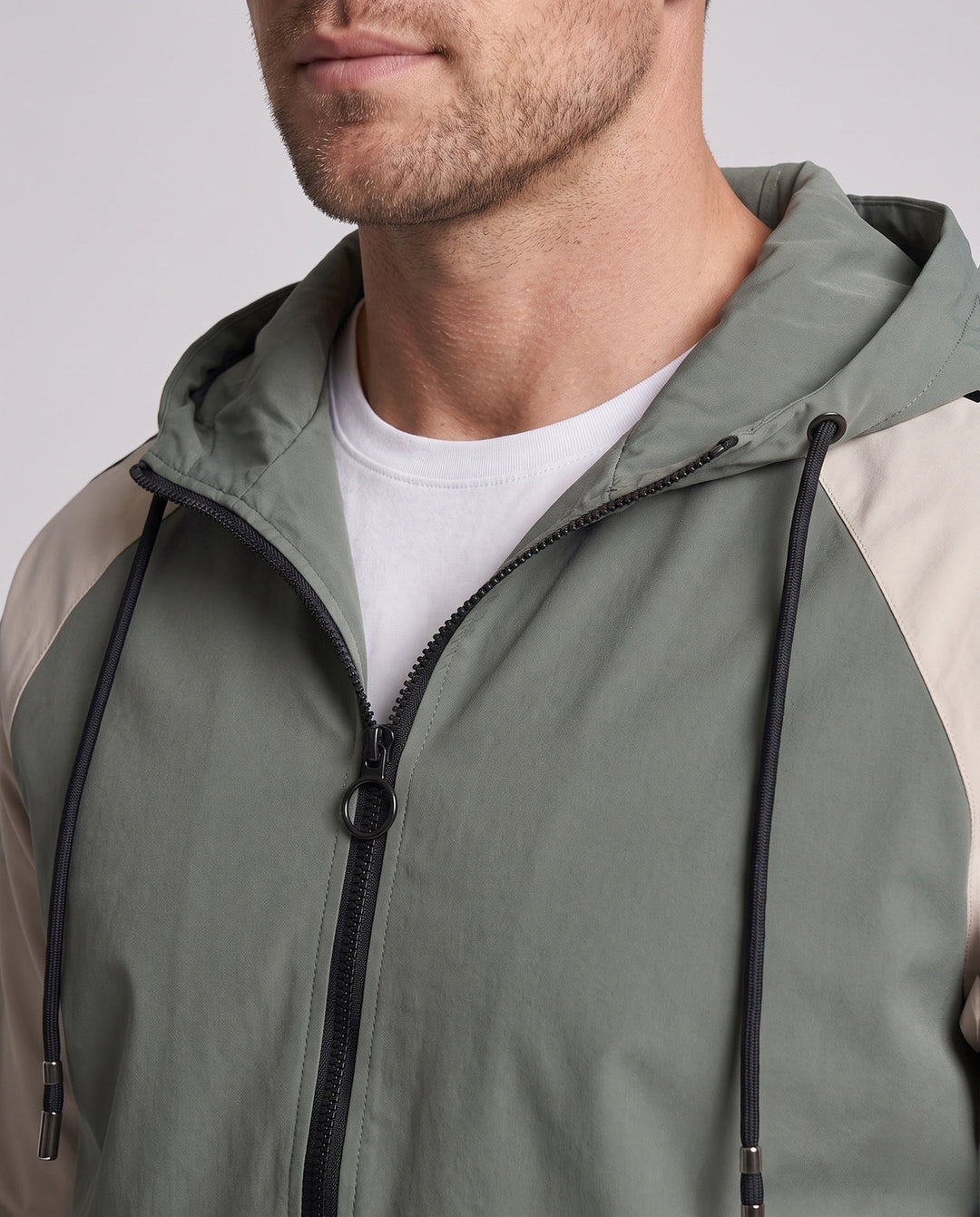 Men's Sporty Hooded Jacket with Color Block Design Hudson & Parker