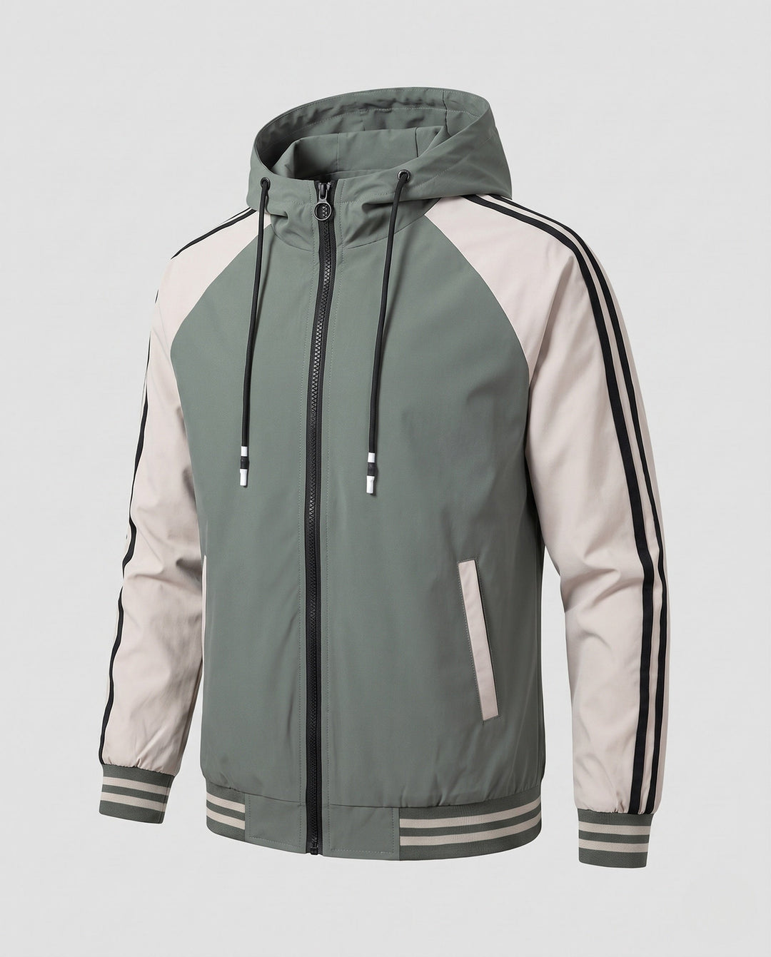 Men's Sporty Hooded Jacket with Color Block Design Hudson & Parker