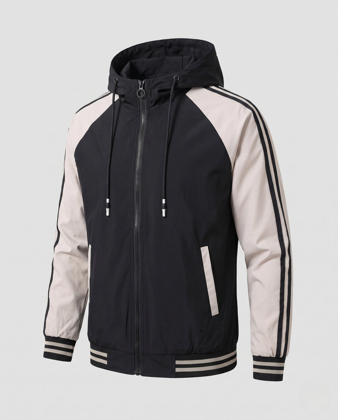 Men's Sporty Hooded Jacket with Color Block Design Hudson & Parker