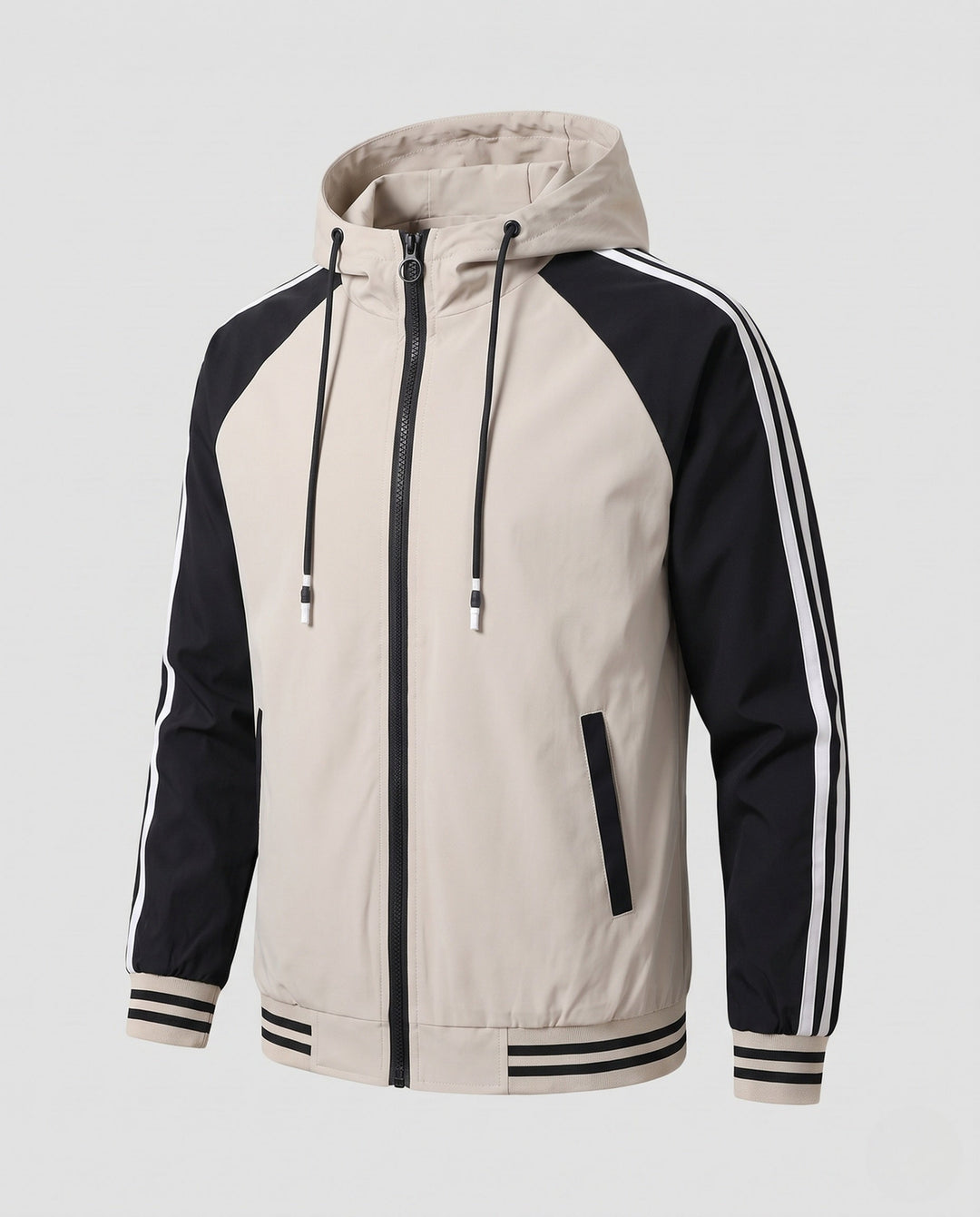 Men's Sporty Hooded Jacket with Color Block Design Hudson & Parker