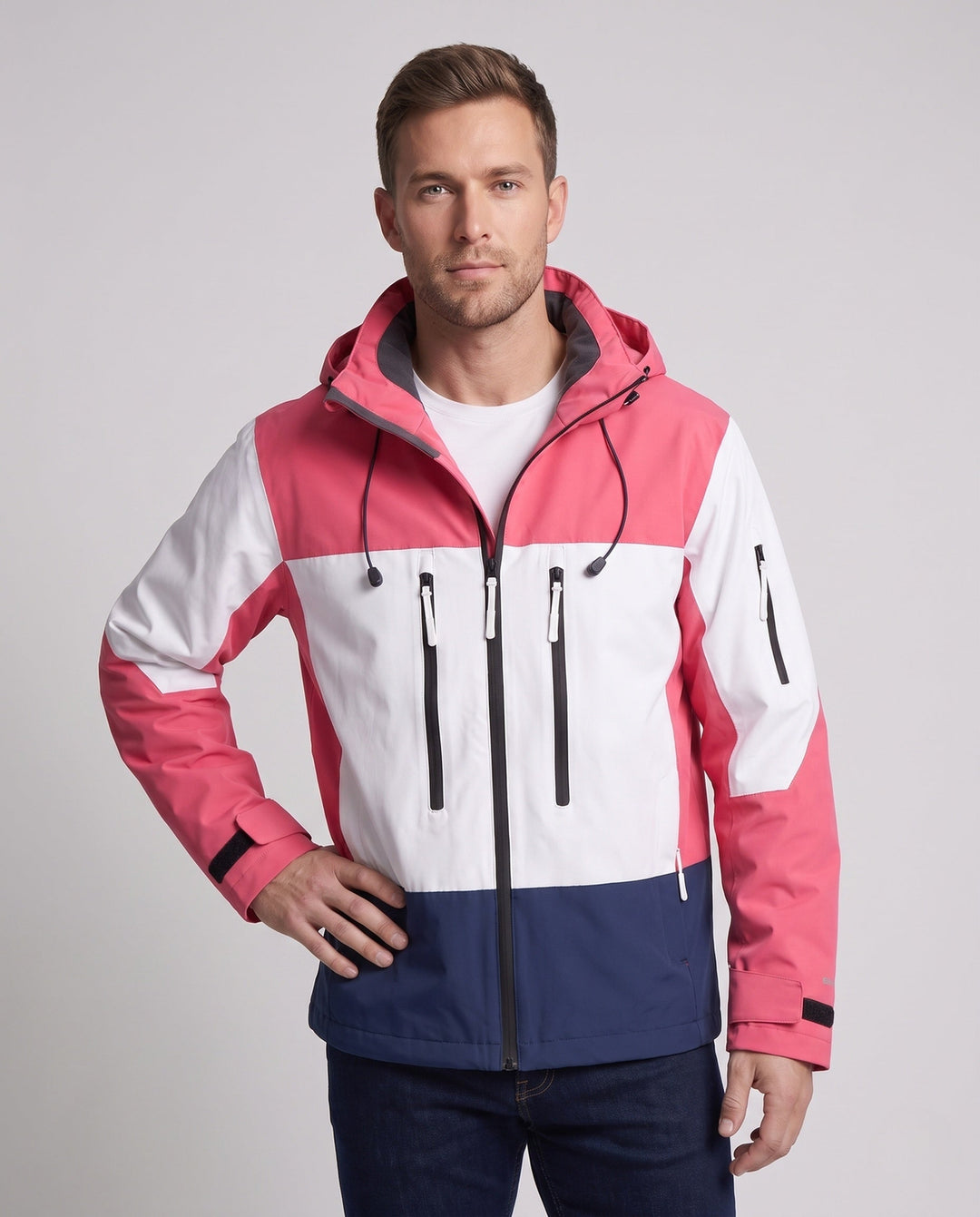 Men's sporty outdoor jacket with adjustable hood design Hudson & Parker
