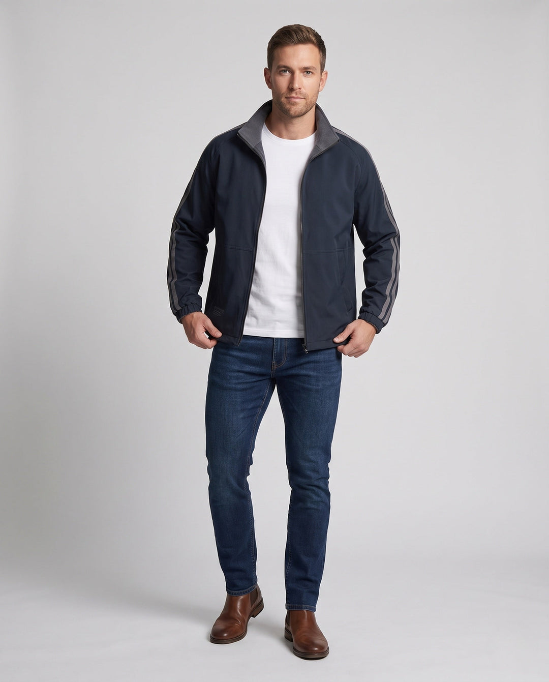 Men's sporty transitional jacket with practical pockets Hudson & Parker