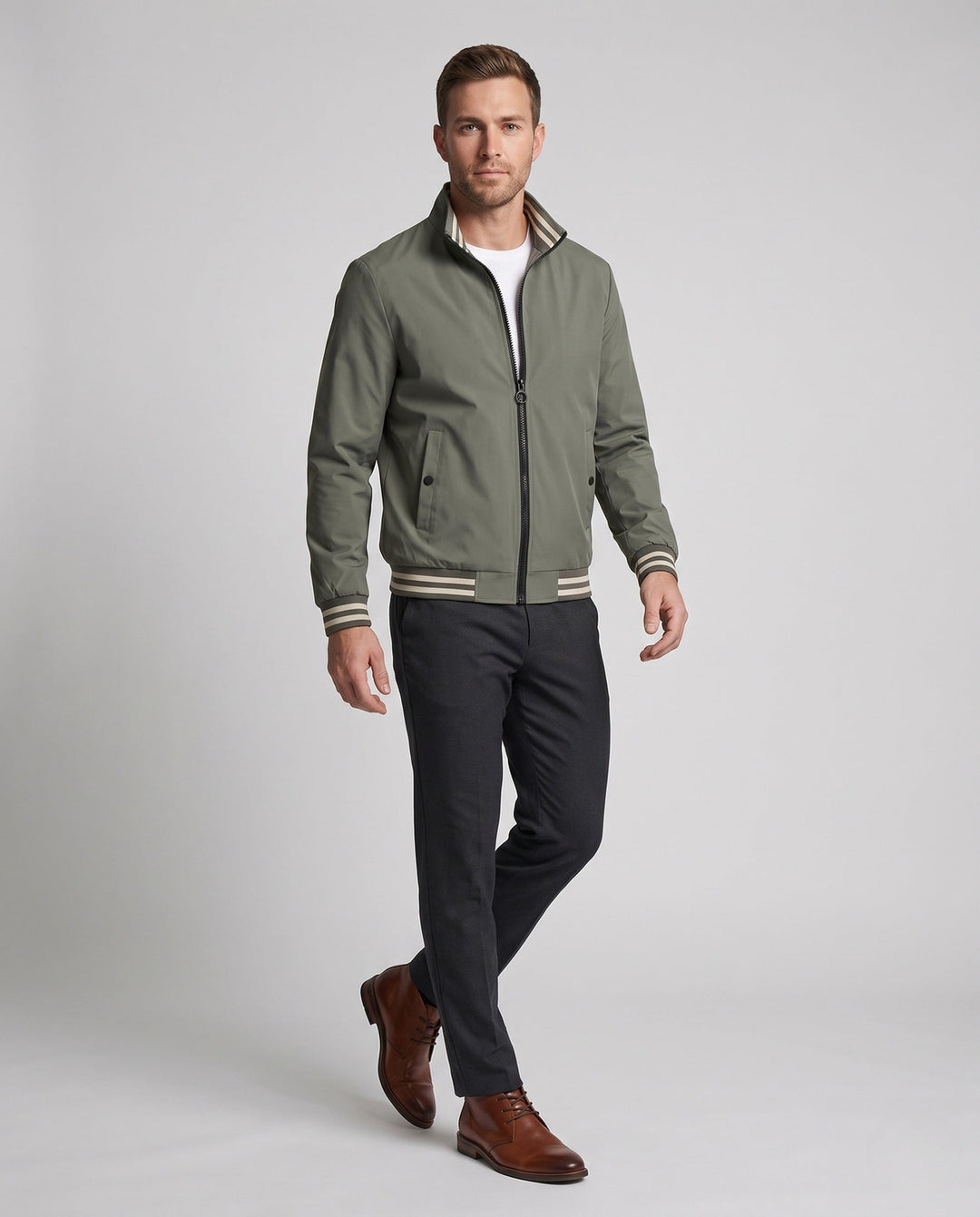 Men's sporty transitional jacket with stripe detail Hudson & Parker