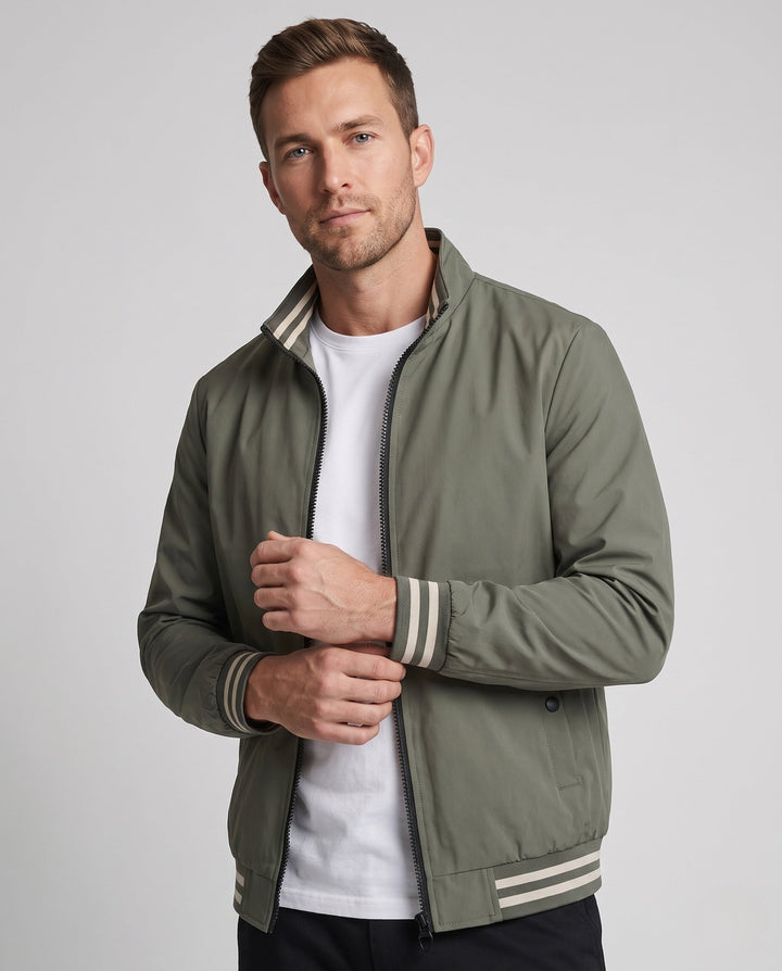 Men's sporty transitional jacket with stripe detail Hudson & Parker