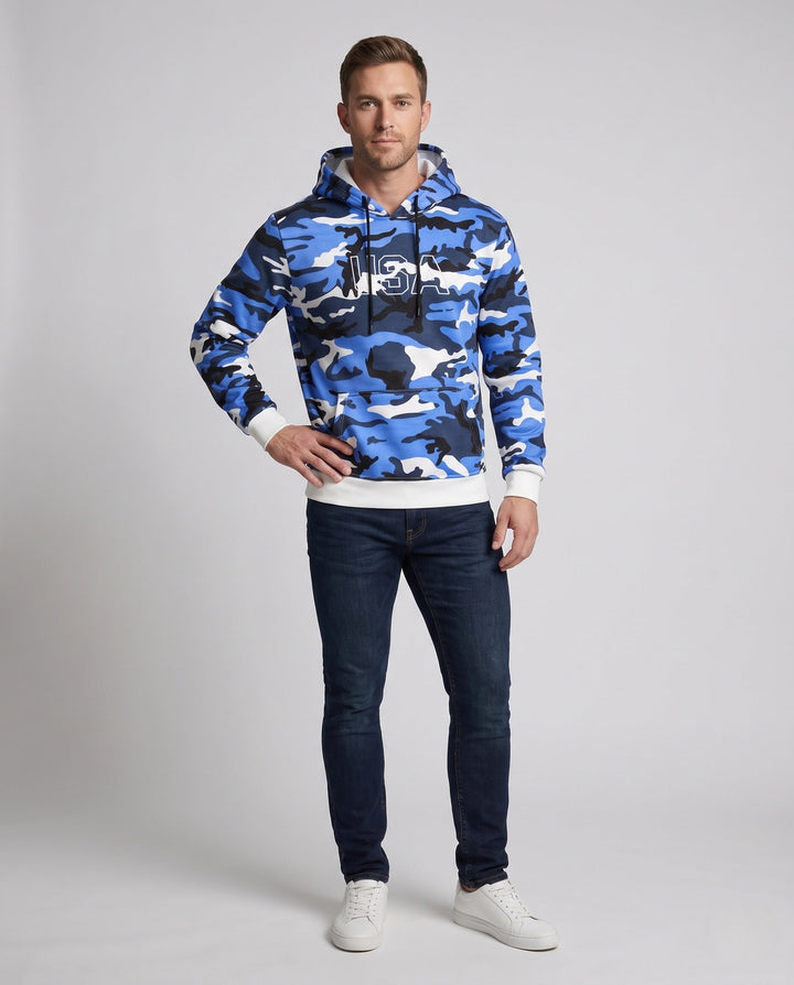 Men's sporty hoodie in camouflage design Hudson & Parker