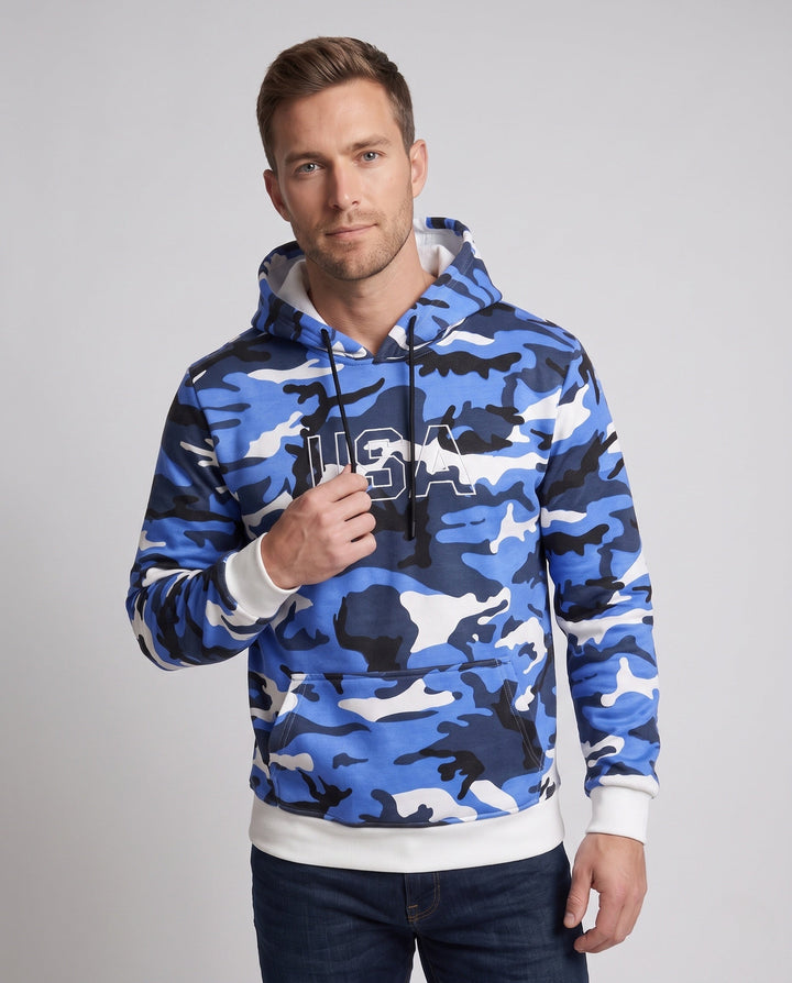 Men's sporty hoodie in camouflage design Hudson & Parker