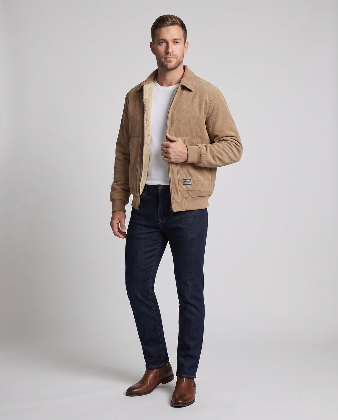 Men's quilted jacket with high collar and fleece lining Hudson & Parker