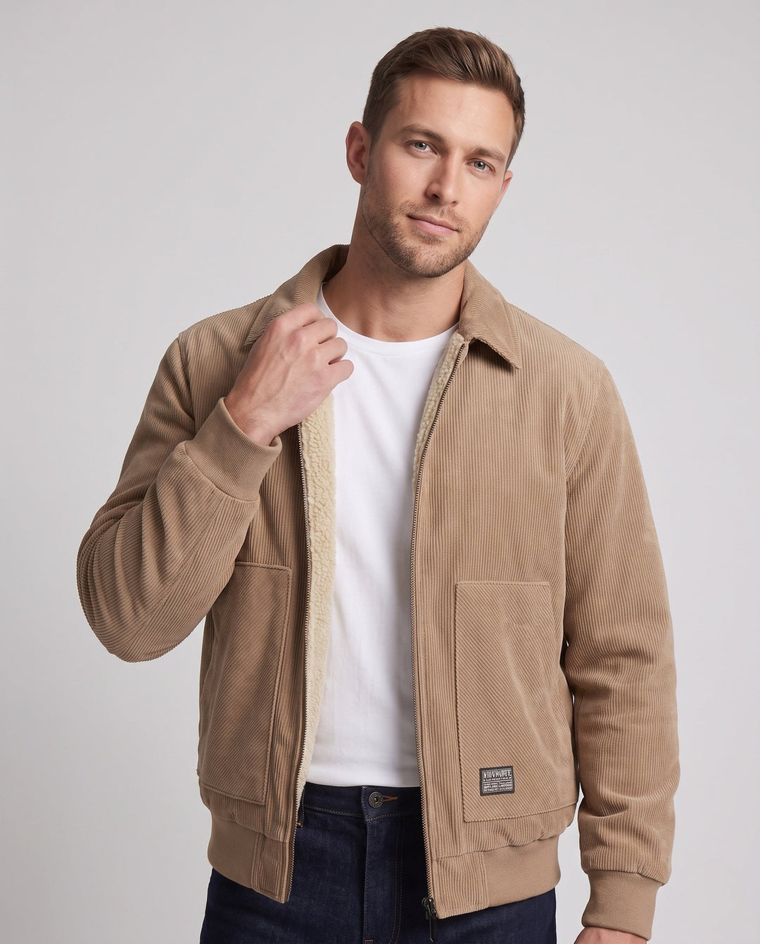 Men's quilted jacket with high collar and fleece lining Hudson & Parker