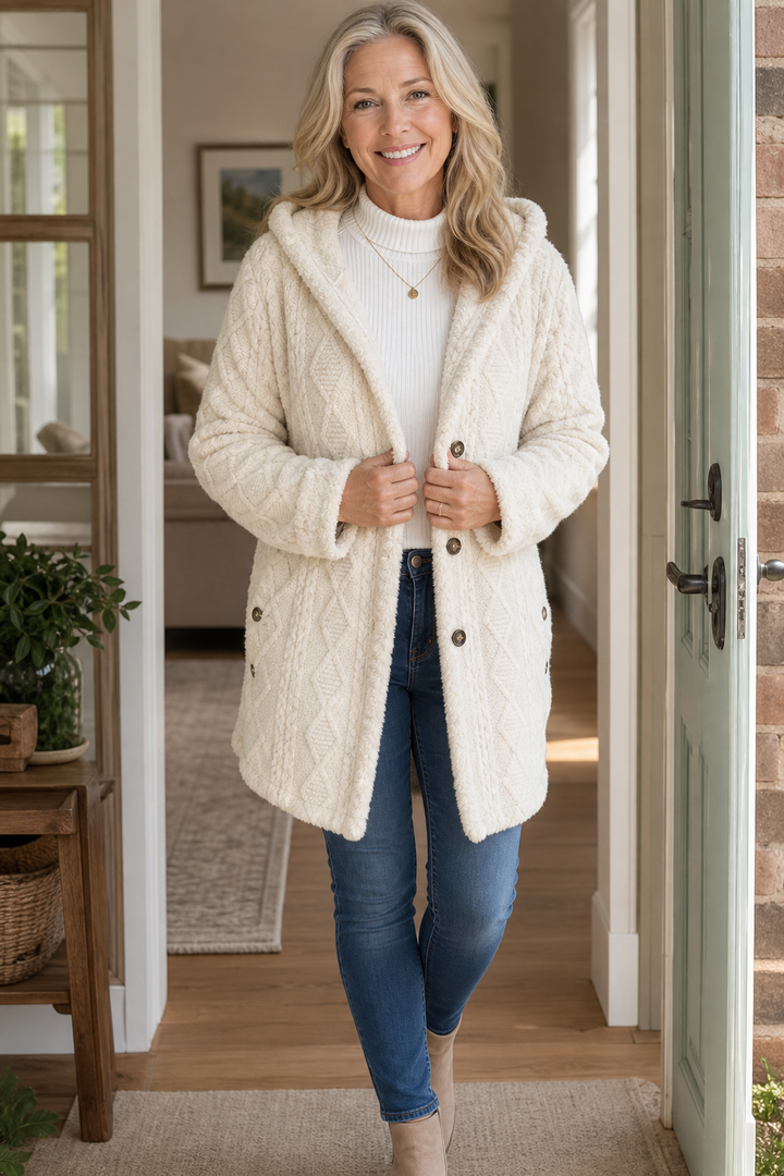 Hudson & Parker - Cable-Knit Hooded Longline Coat