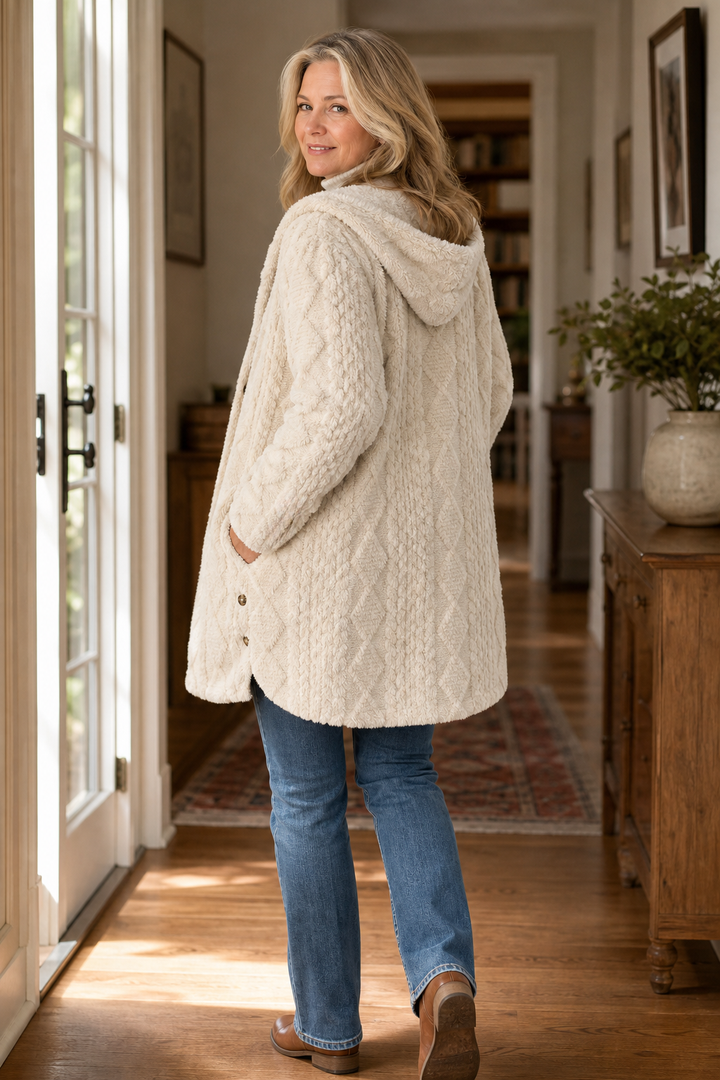 Hudson & Parker - Cable-Knit Hooded Longline Coat