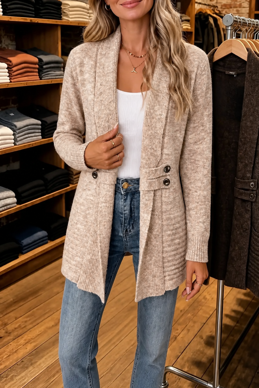 Hudson & Parker - Double-Breasted Belted Knit Cardigan