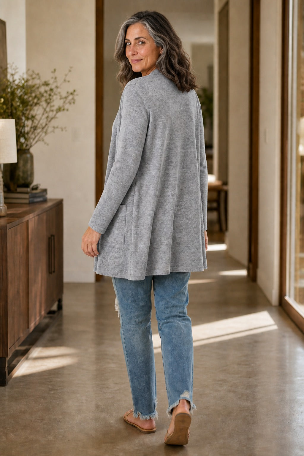 Hudson & Parker - Eyelet Waterfall Open-Front Cardigan