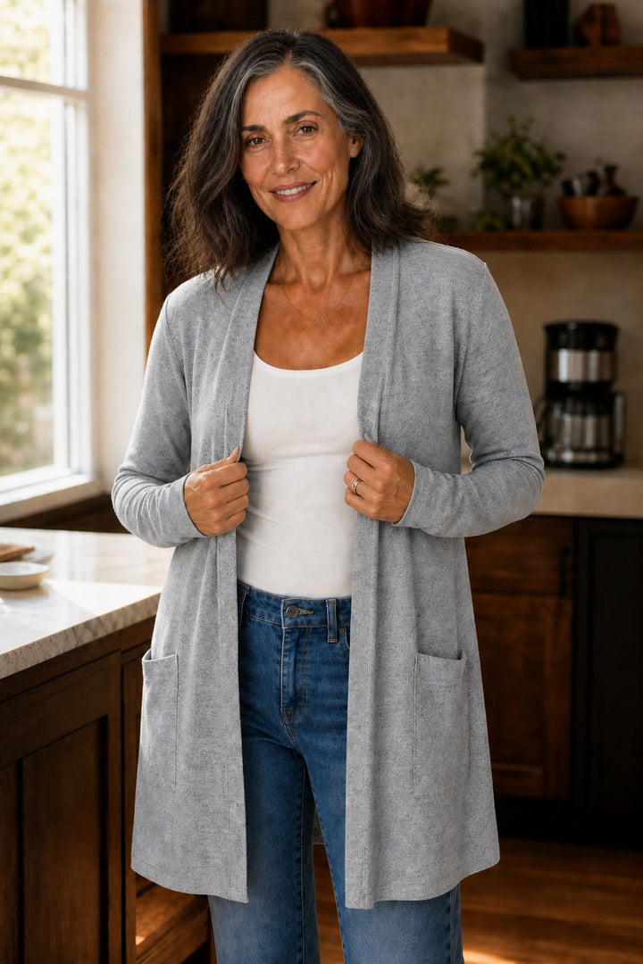 Hudson & Parker - Eyelet Waterfall Open-Front Cardigan