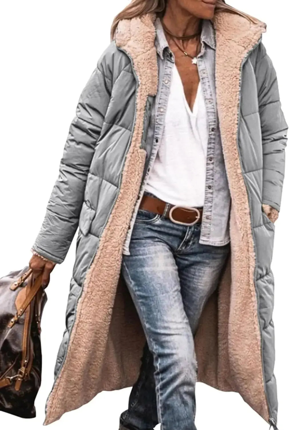 Scarlett | Long Puffer Coat with Fleece Lining and Hood