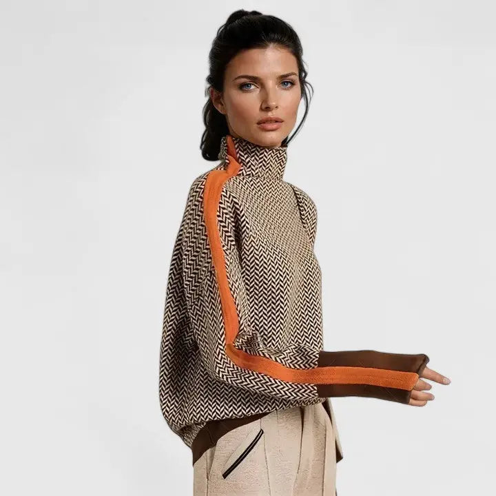 Harper | Women’s Turtleneck Pattern Long Sleeve Sweater