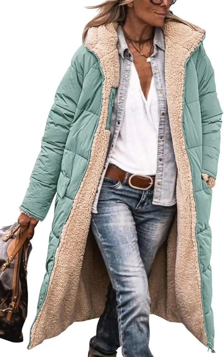 Scarlett | Long Puffer Coat with Fleece Lining and Hood