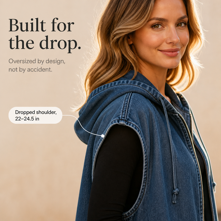 Hudson & Parker - Oversized Hooded Denim-Look Vest