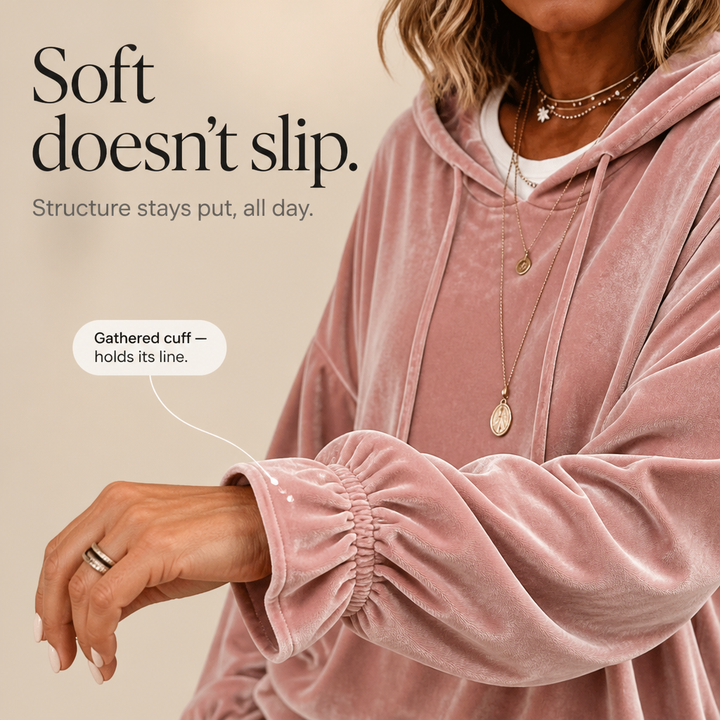 Hudson & Parker - Ruffle Cuff Velvet Relaxed Hoodie