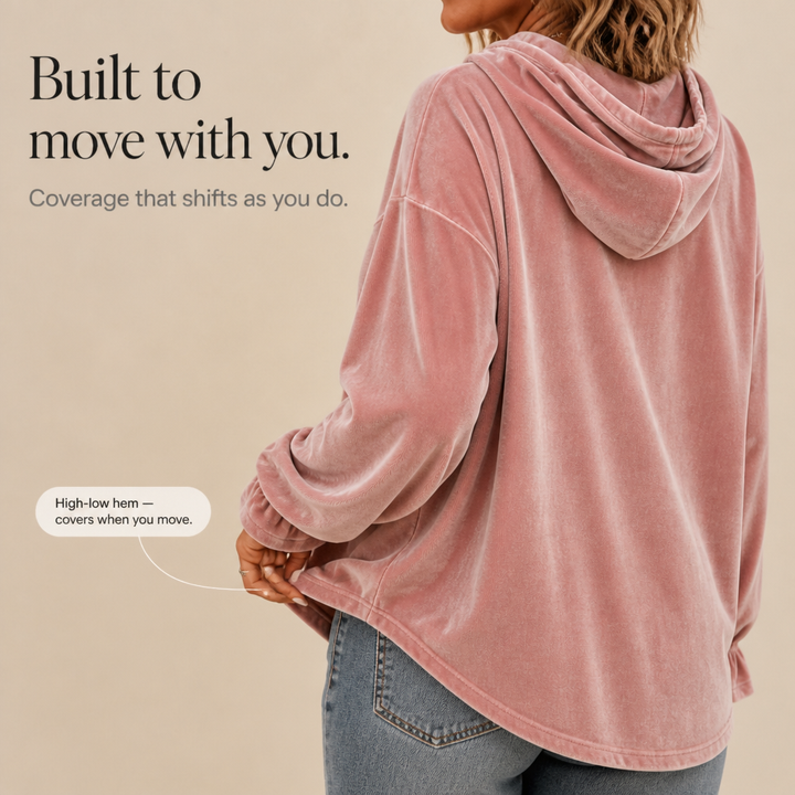 Hudson & Parker - Ruffle Cuff Velvet Relaxed Hoodie
