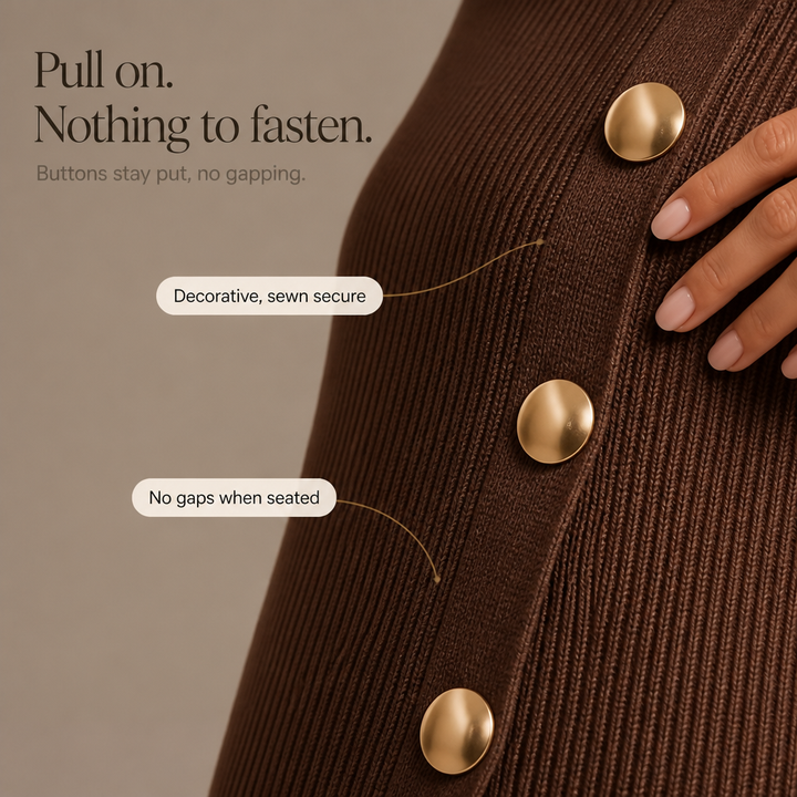 Hudson & Parker - Gold-Tone Button Asymmetric Ribbed Knit Tunic