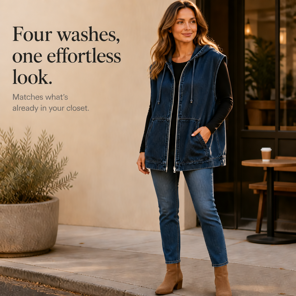 Hudson & Parker - Oversized Hooded Denim-Look Vest