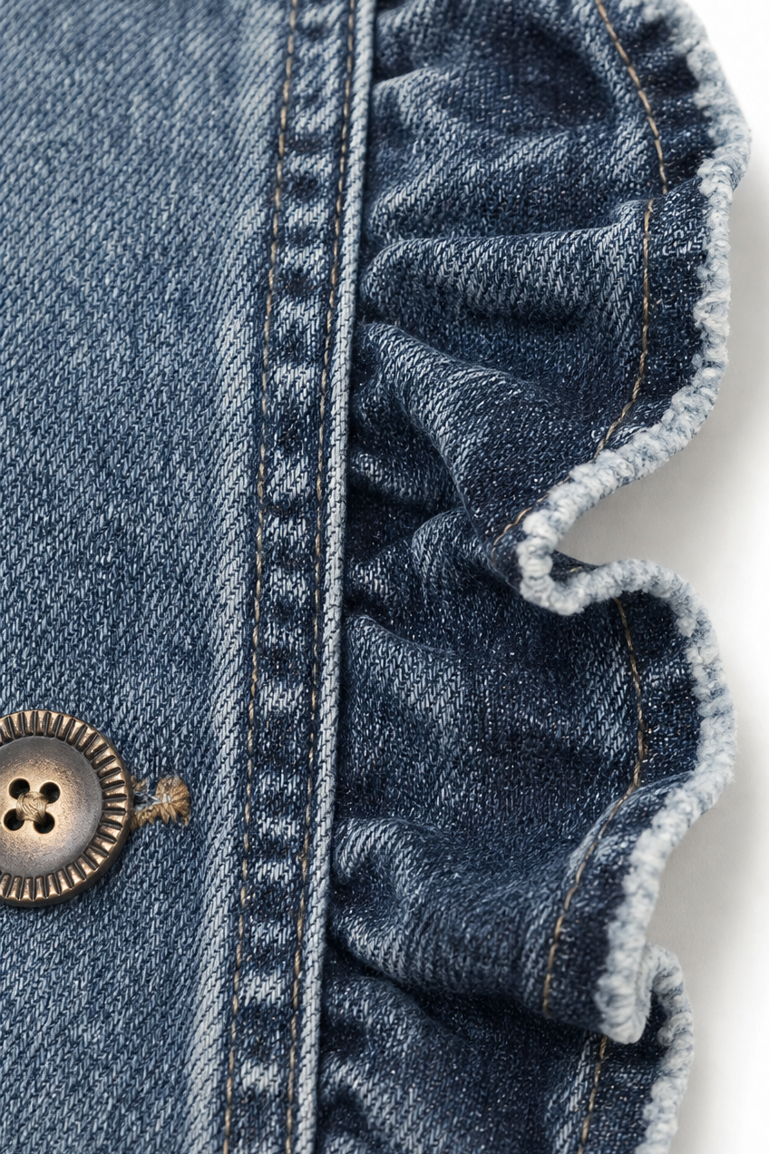 Hudson & Parker - Double Breasted Ruffle Denim Jacket