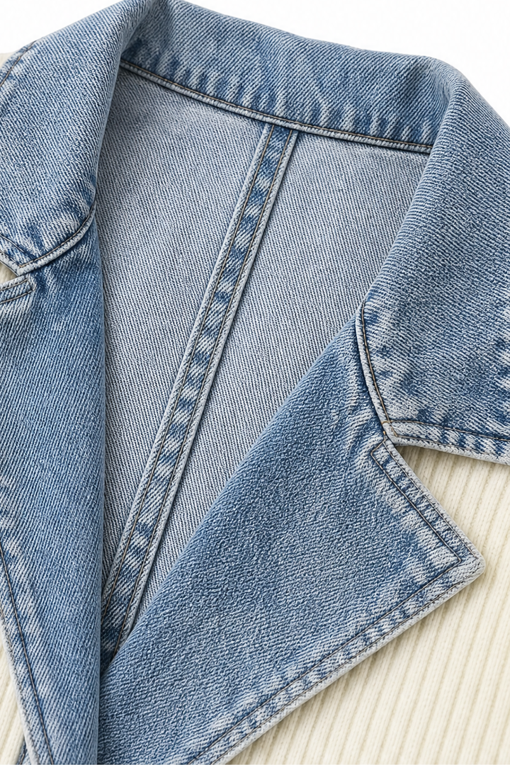 Hudson & Parker - Denim-Look Spliced Ribbed Knit Coat