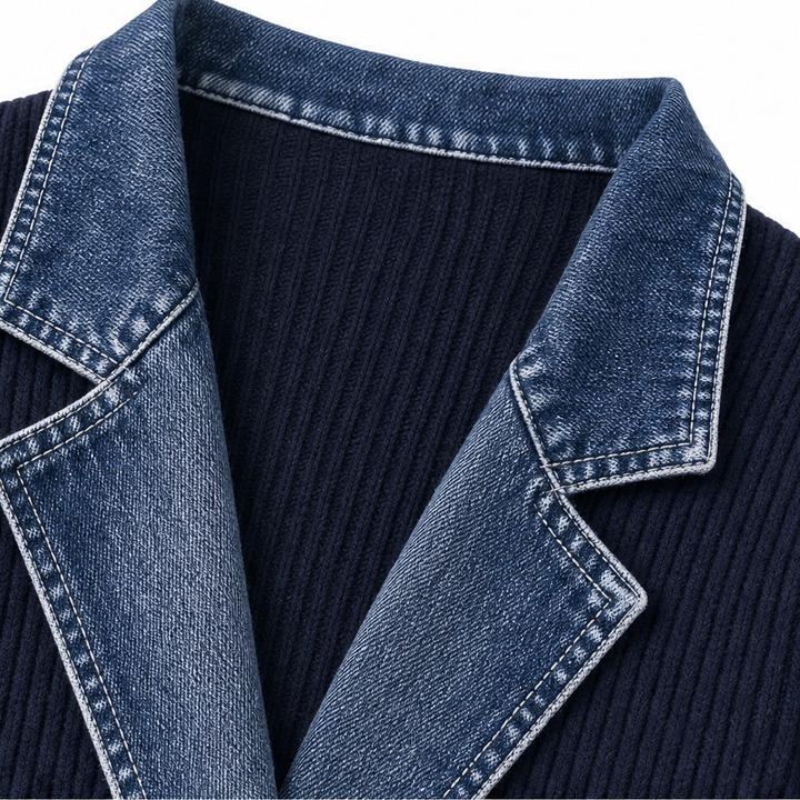 Hudson & Parker - Spliced Denim Ribbed-Knit Longline Jacket