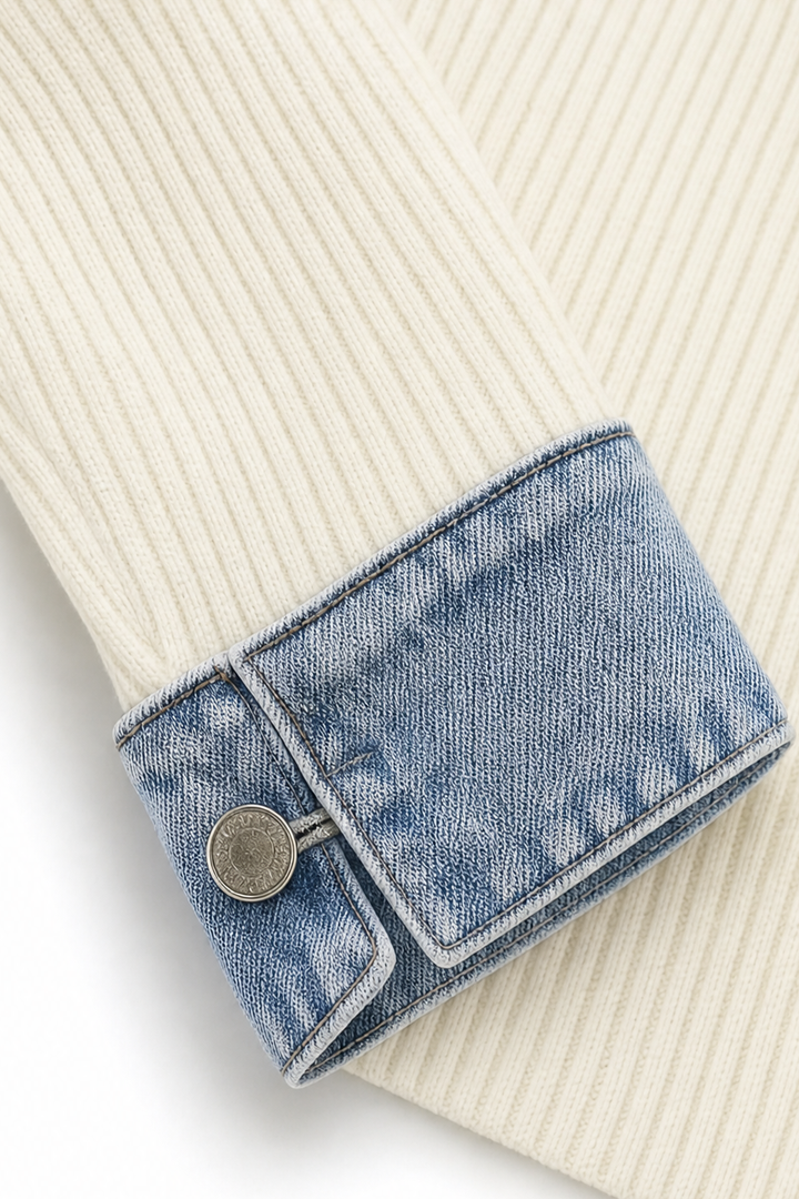 Hudson & Parker - Denim-Look Spliced Ribbed Knit Coat