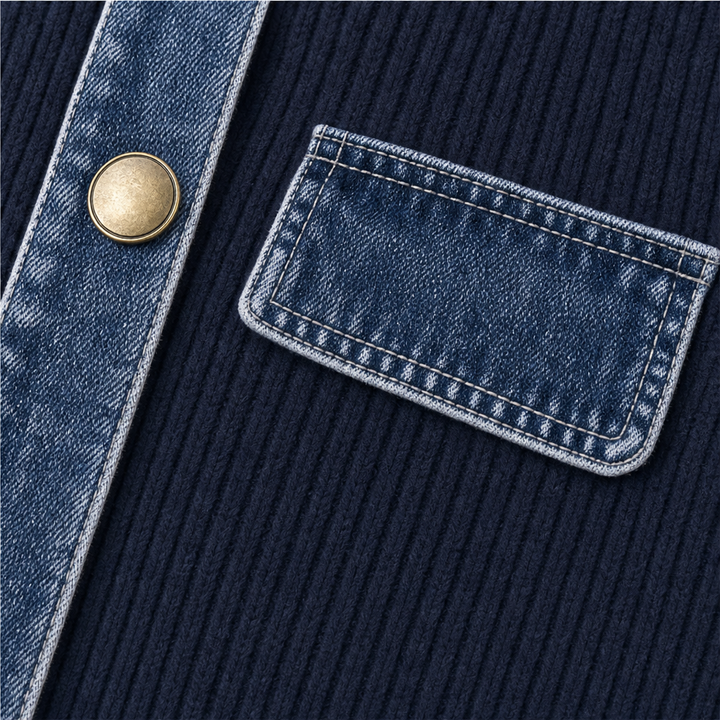 Hudson & Parker - Spliced Denim Ribbed-Knit Longline Jacket