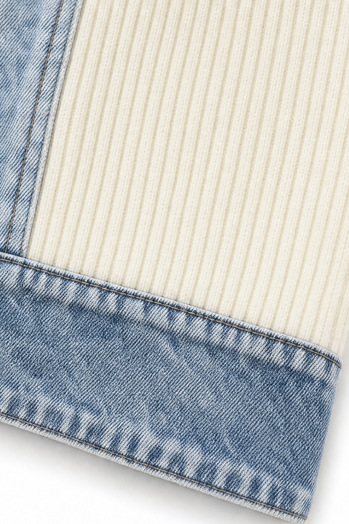 Hudson & Parker - Denim-Look Spliced Ribbed Knit Coat