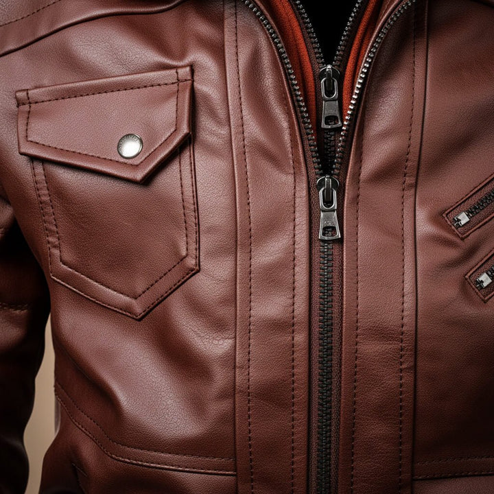 Robert Hooded Leather Jacket