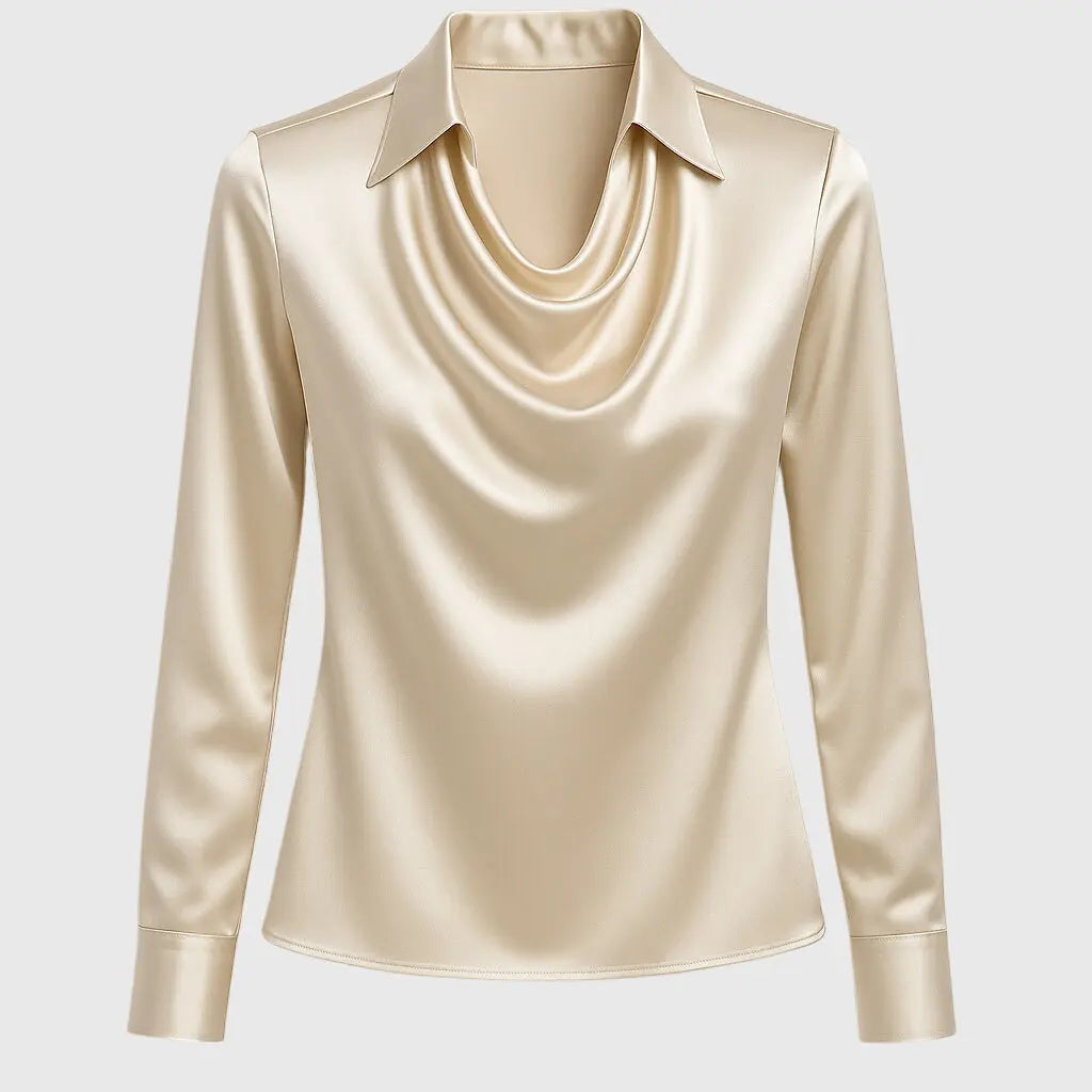 Brooklyn | Women Satin Cowl Neck Long Sleeve Blouse