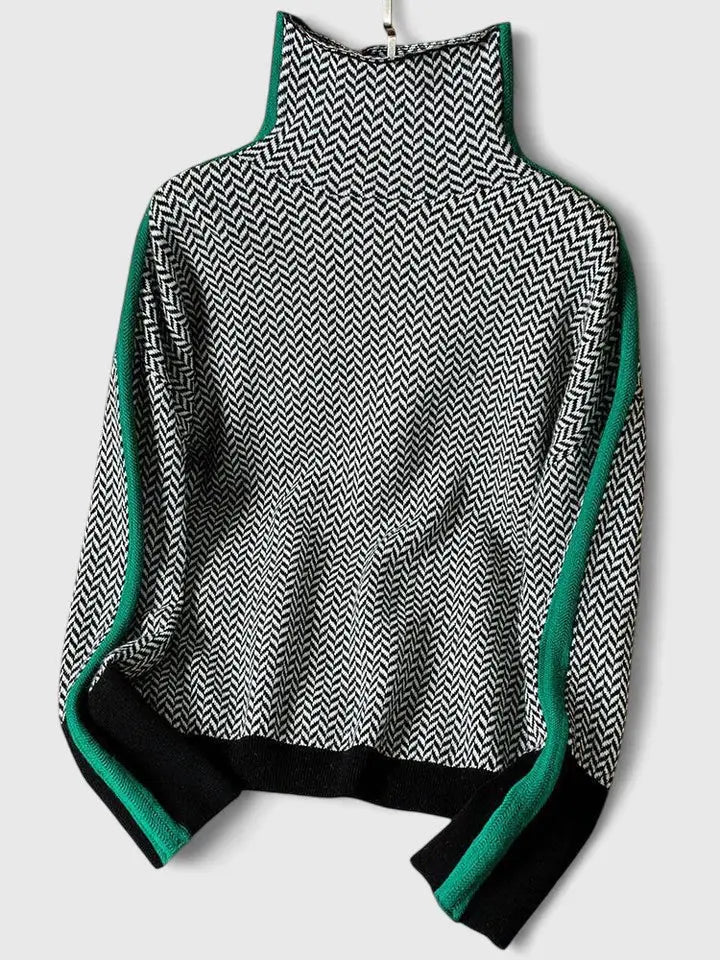 Harper | Women’s Turtleneck Pattern Long Sleeve Sweater