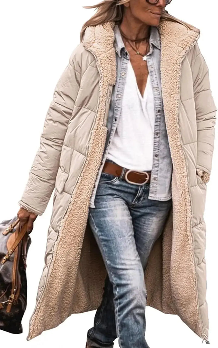 Scarlett | Long Puffer Coat with Fleece Lining and Hood