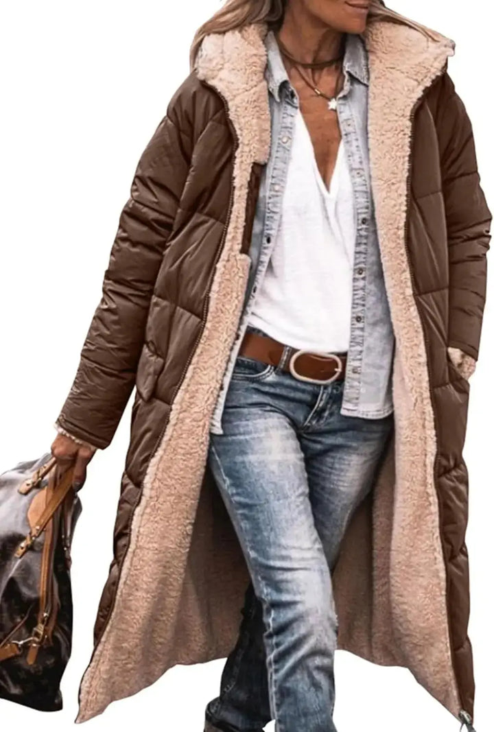 Scarlett | Long Puffer Coat with Fleece Lining and Hood