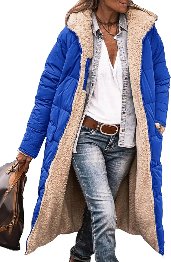 Scarlett | Long Puffer Coat with Fleece Lining and Hood