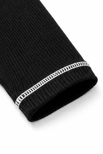 Hudson & Parker - Waffle Knit Contrast Stitch Henley Top