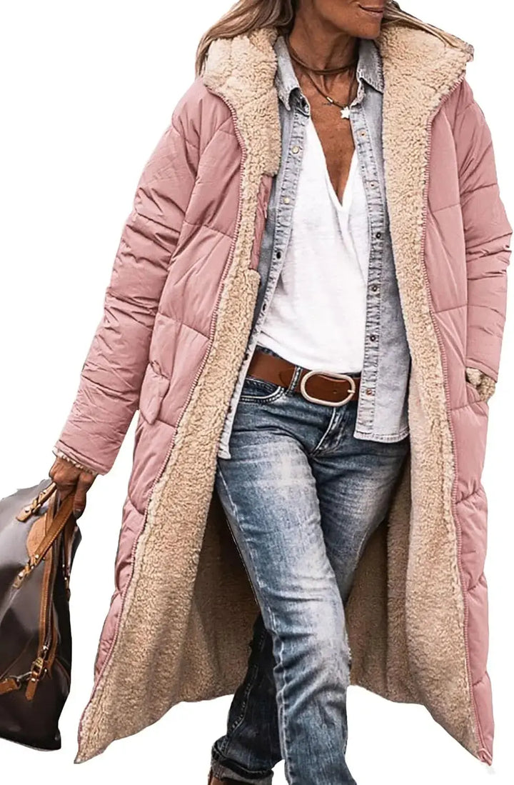 Scarlett | Long Puffer Coat with Fleece Lining and Hood