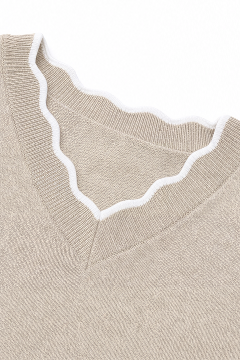 Hudson & Parker - Wavy-Trim V-Neck Knit Top