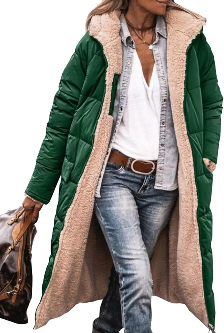 Scarlett | Long Puffer Coat with Fleece Lining and Hood