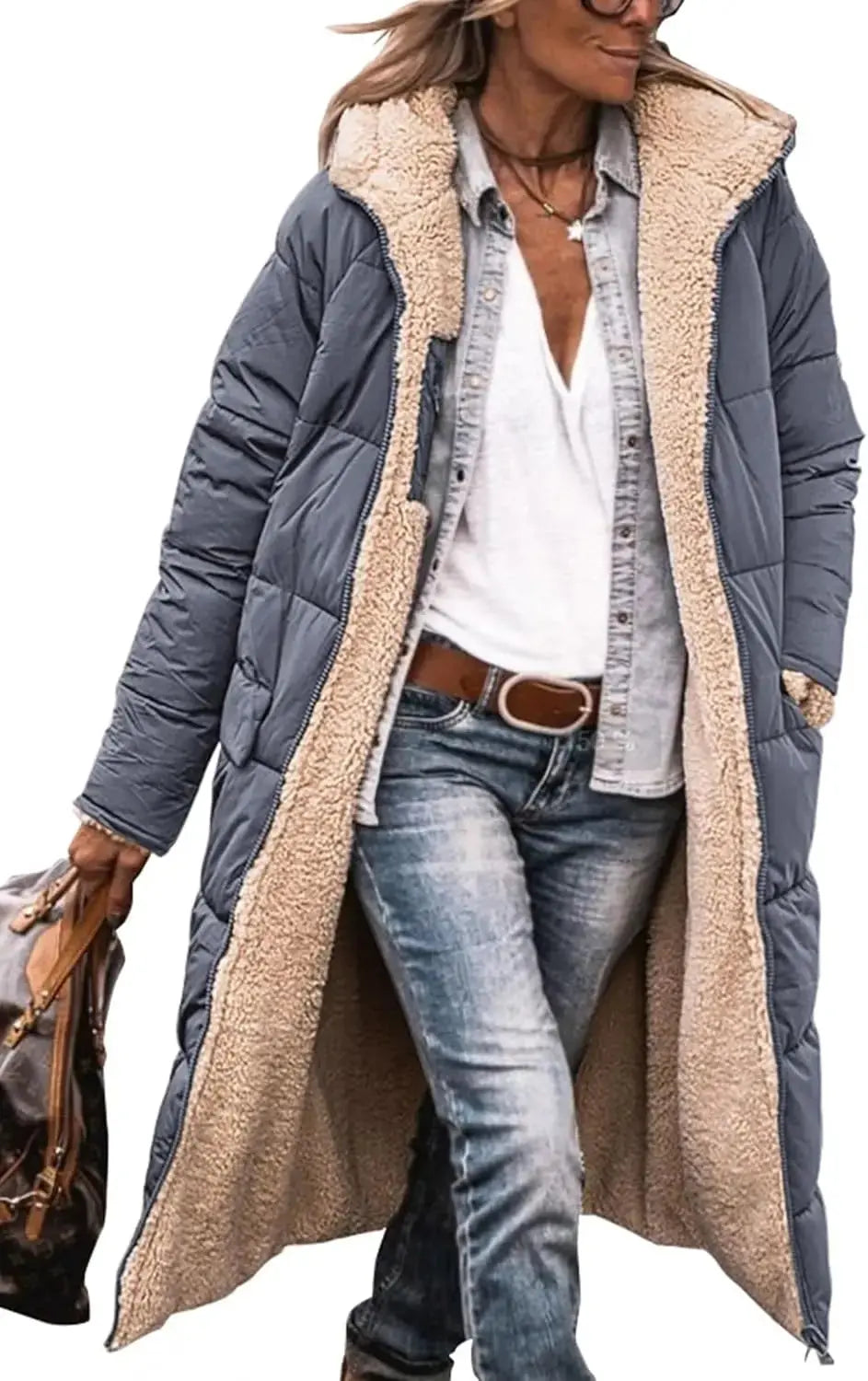 Scarlett | Long Puffer Coat with Fleece Lining and Hood