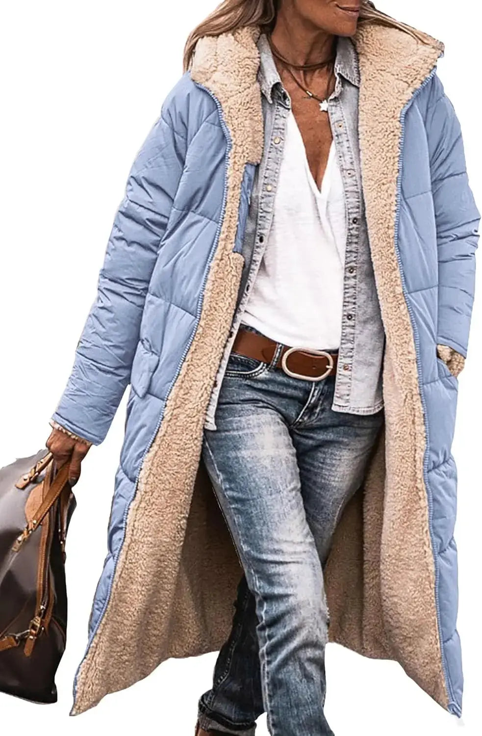 Scarlett | Long Puffer Coat with Fleece Lining and Hood