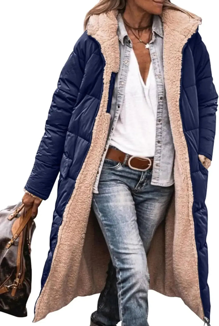 Scarlett | Long Puffer Coat with Fleece Lining and Hood