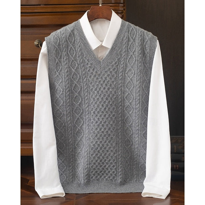 Cedric | Cable-Textured V-Neck Sweater Vest